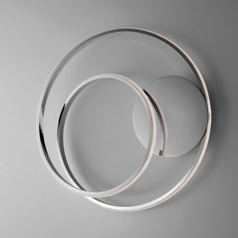 Deckenleuchte aus poliertem Chrommetall und Aluminium mit integrierter LED 46x h7 cm