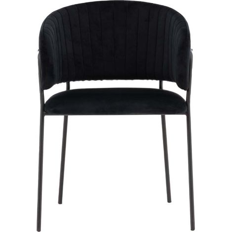 Selma chaise de salle à manger avec accoudoirs velours noir (1/5)