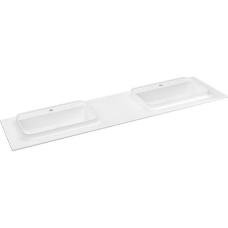 BRAHEA vasque double 171,6x51,5cm (75+20+75), Rockstone, blanc mat
