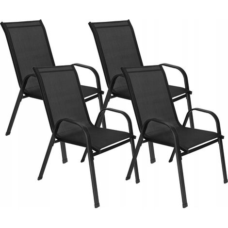 4 pezzi. SEDIA DA GIARDINO BALCONY POLTRONA PER TERRAZZA GIARDINO FORTE NERO SET (1/5)