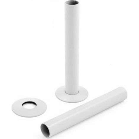 WarmeHaus 2 x Radiator Pipes and Pipe Collars 15 x 180mm White