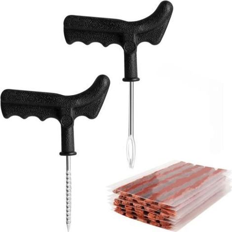 37 Pièces Kit de Réparation de Pneu, Kit Meche Pneu Voiture, Kit Reparation Pneu Tubeless avec 35 Meche Pneu Crevaison, (1/4)