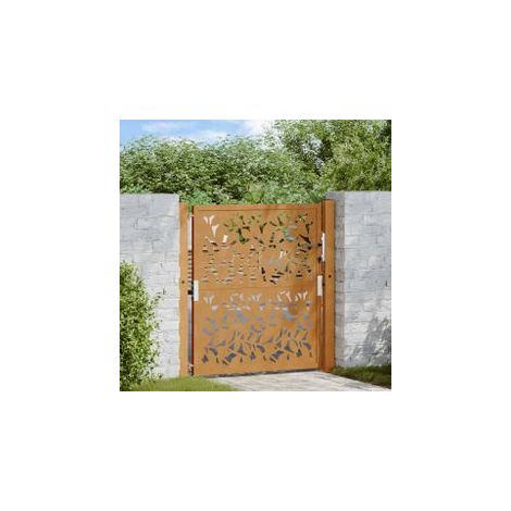 Porte de jardin acier résistant aux intempéries design feuilles (1/5)