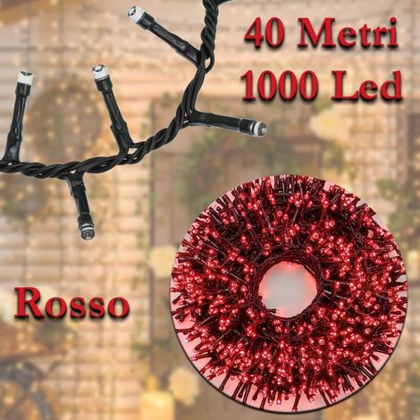 Luci di Natale 1000 LED 40m Catena Luminosa IP44 Interno Esterno Decorazioni Natalizie Rosso Fuoco