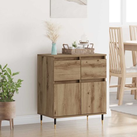 vidaXL Buffet Chêne artisanal 60 x 35 x 70 cm Bois d'ingénierie et fer (1/5)