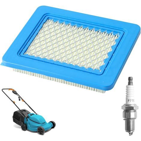 Filtre à air et Bougie d'allumage pour Briggs & Stratton 491588S, Cartouche de filtre à et Bougies d'allumage F7TC Compatible avec Briggs et Stratton 491588 491588S 4915885 399959 (1/5)