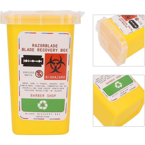 Boîte de sécurité pour lames de rasoir jetables - Salon de coiffure jaune
