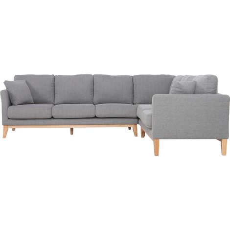 Divano angolare scandinavo a 5-6 posti in tessuto Grigio chiaro OSLO (1/4)