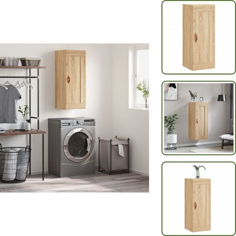 The Living Store Wandschrank Sonoma-Eiche 34,5x34x90 cm Holzwerkstoff - Holzschrank (1/5)