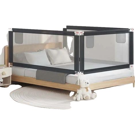 Barandilla de cama, material poliéster, dimensiones 200 x 25 cm, se adapta a camas de tamaño estándar, segura para bebés, cumple con las normas de seguridad. (1/5)