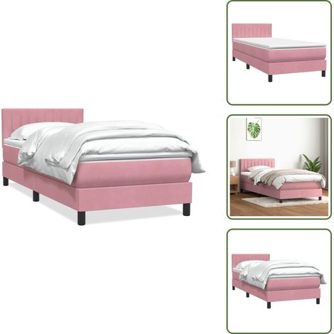 vidaXL Boxspringbett mit Matratze Rosa 80x220 cm Samt (1/5)