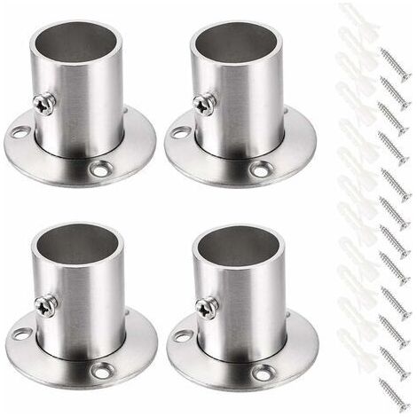 LaBlanc - Lot de 4 supports de tringle à rideau Support de rail Support de tige de douille Ensemble de brides en acier inoxydable Supports d'extrémité de tringle de placard pour rideau de placard (1/5)
