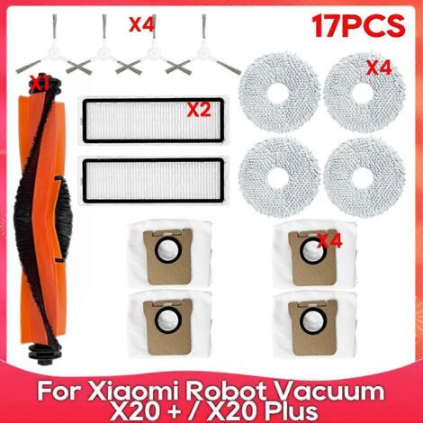 Accessoires pour aspirateur robot Xiaomi X20+ / X20 Plus : brosse latérale principale, filtre HEPA, lingette de nettoyage et sac à poussière (1/5)