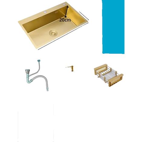 Évier de cuisine, simple cuve, acier inoxydable brossé, 68x45cm A (1/2)