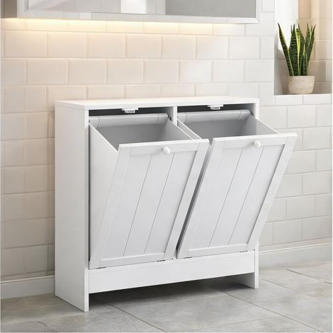 Meuble linge sale 66 x 33 x 68 cm en panneaux mélaminés et MDF (1/5)