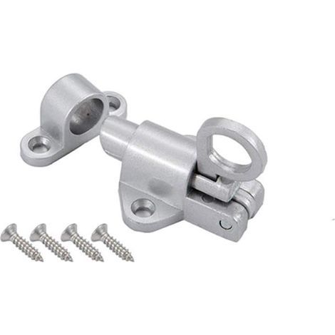 Sliding Door Lock, 1pc Silver Gray Aluminum Alloy Lock Latch, Small Thick Spring Loaded Latch for Bathroom Door (1/5)
