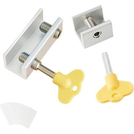 Fermeture Baie Coulissante,2PCS Serrure Fenêtre Coulissante Anti-dérapant Alliage Aluminium Serrure de Fenetre de Sécurité avec Clé (1/5)
