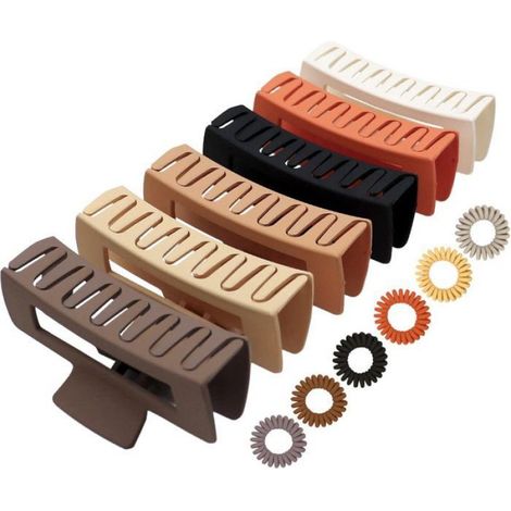 Barrette Cheveux - Pince Banane Grande Taille - Pour Femme - Set De 6 Pièces - Couleurs Assorties (1/5)