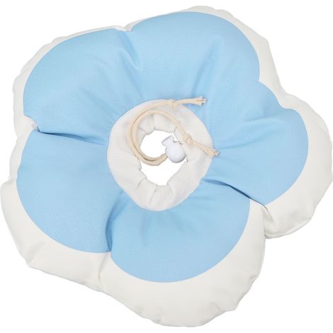 Collier de protection pour chat, anneau floral souple et ajustable, pour favoriser la cicatrisation, bleu, taille M (1/5)
