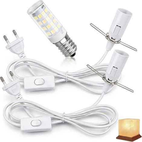 Salt Lamp Cables with Switch, 1.8 m Power Cord with E14 Socket with Switch, Spring Clamp with 1 Bulb for Salt Lamp Socket Crystal and Table Lamp (1/5)