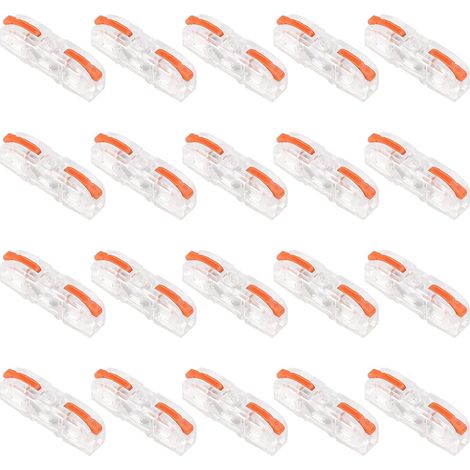 20Pcs Connecteur de Fil à Levier pour Connexion Rapide, Connecteur de Fil en Ligne 1 à 1, 28-12 AWG, Borne Isolée Électrique à Épissure Compacte (1/5)