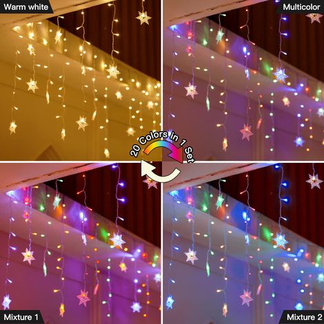 Luci a LED da 31 V e 9 m - 360 luci con pendenti a forma di fiocco di neve, telecomando a 6 modalità, effetto ghiaccio fatato (1/4)