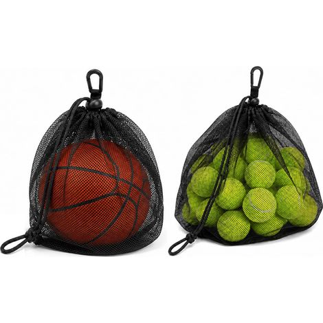 Lot de 2 Sac à Ballon, Sac de Basket-Ball avec Cordon de Serrage, Sac à Dos Portable en Maille pour Football Volley-Ball Handball Tennis Rugby, Rangement de Sport et Entraînement (1/5)