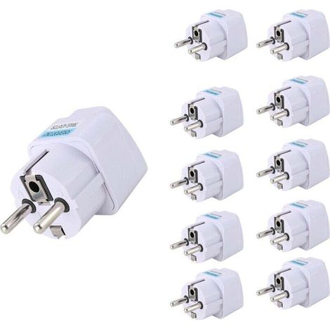 10pc adaptateur de prise européenne Schuko Type E/f mondial convertisseur de voyage universel pour l'allemagne France corée russie pays-bas danemark (blanc)