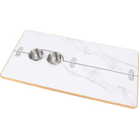 Tableau de Bureau Pliant en Bois Massif de Taille Compacte avec Aspect de Motif en Marbre, Porte-gobelets pour Camping-Car, Camion, Finition Lisse, Stockage de Fournitures de (1/5)