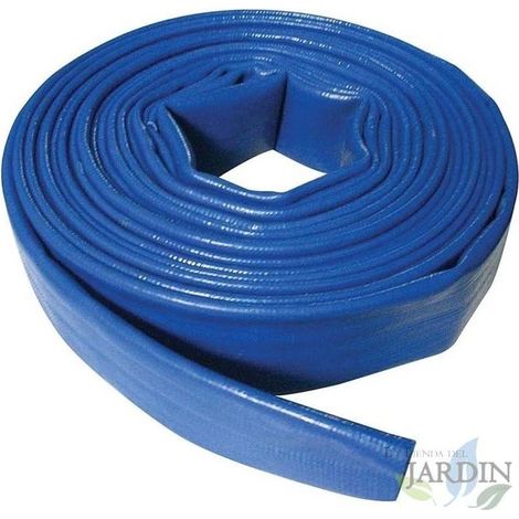 TUBO PIATTO 25 mm 5 metri per scarico acqua, PVC poliestere gomma Layflat blu per fuoco e piscine (1