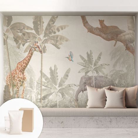 Tapete Vliestapete mit Kleber für Wohnzimmer Schlafzimmer Küche - Wanddekoration Tropische Oase 208x146 cm (1/5)