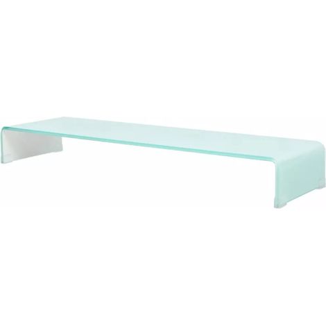 Meuble TV verre trempé blanc Martial L 100 (1/5)