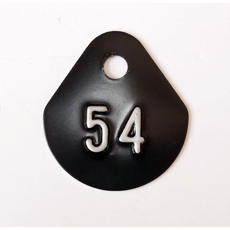 Chiffre goutte d'eau fond noir (à l'unité) estampé "54" en relief blanc hauteur d'écriture 11mm DERANCOURT