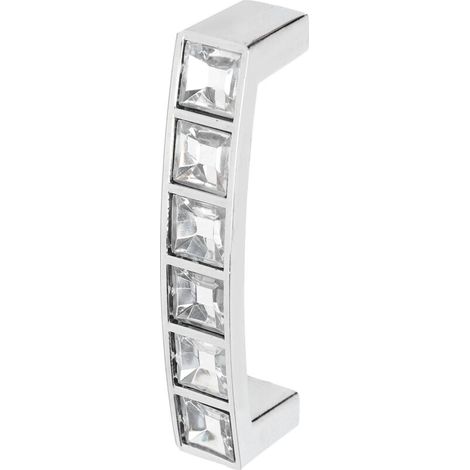 Poignée de Porte et Tiroir Moderne à Cristaux – Poignée Double Hole Diamants pour Armoire et Commode avec deux Poignées d'Installation – Zinc Alloy + Crystal, 73x20x13mm / 64mm (1/4)