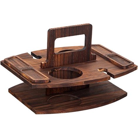 Porte-bouteilles en bois - Une mini table de pique-nique pratique et indispensable, parfaite pour cuisiner et pêcher sur la plage, marron foncé (1/5)
