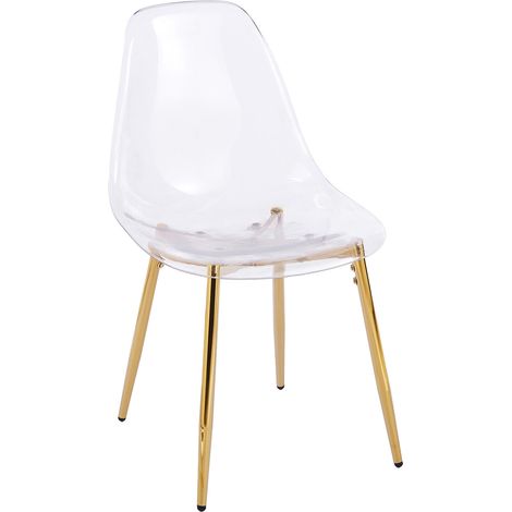 Set di 4 sedie da pranzo in acrilico trasparente con gambe dorate (1/5)