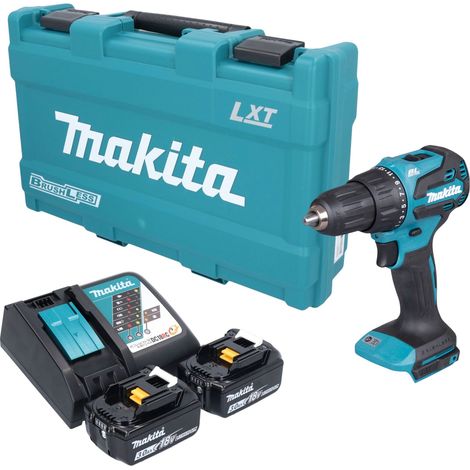 Taladro atornillador de percusión a batería Makita DHP 490 RFK de 18 V, 65 Nm, sin escobillas + 2 baterías de 3,0 Ah + cargador + maletín (1/5)