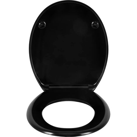 WOLTU Toilet Seats Soft Close Adjustable Hinge Toilet Lid Cover Family Bathroom Black