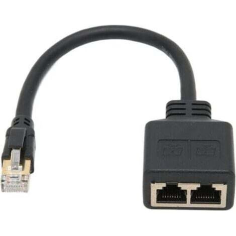 Adaptateur Répartiteur Ethernet RJ45 1 vers 2 Ports, Câble CAT8 Haute Vitesse pour Bureau et Domicile, Compatible avec Tous Réseaux (1/5)