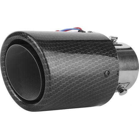 Pot d'échappement en fibre de carbone avec feux LED lumineux, lumière rouge universelle de 1,4 à 2,5 pouces. (1/5)
