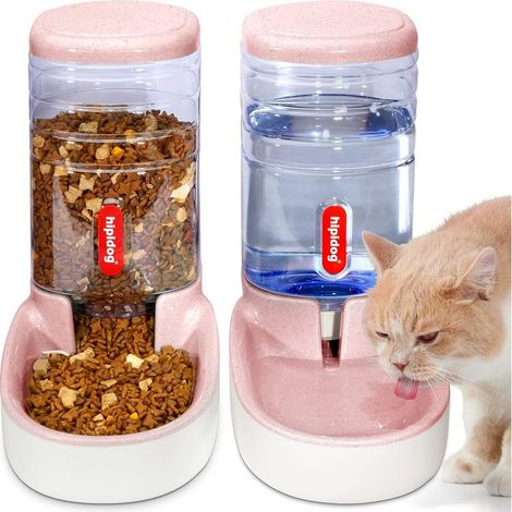 Abreuvoir et alimentateur Automatique pour Chats, Chiens, 3,8 L avec Distributeur d'eau et Distributeur Automatique pour Animaux (Pink) (1/5)