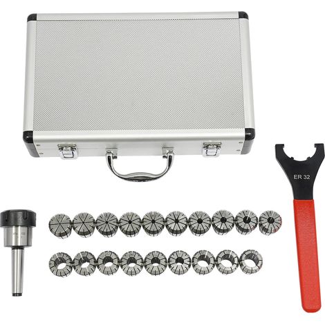 Mandrin à Pince à Ressort 19PC MT2 ER32 M10 et Jeu de Pinces à Ressort ER32 pour Fraiseuse (1/5)