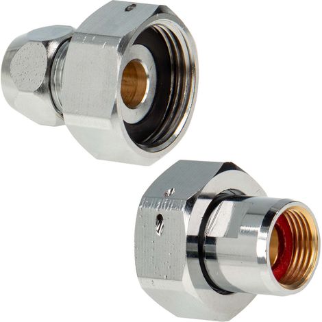 tecuro Waschtischzähler Verschraubung 3/4 Zoll ÜWM x 3/8 Zoll IG und 3/4 Zoll ÜWM x Ø 10 mm QV - 2-er Set (1/5)