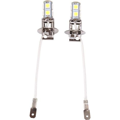 2x H3 5050 LED-Lampen, Kaltweiß 6500K - 9 SMD - Für 12V-Nebelscheinwerfer - Einfache Installation