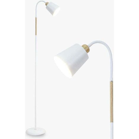 Lampadaire Sur Pied Blanc Anten VILI Pivot Douille E27 max. 60W Lampe de Canapé Moderne en métal avec hauteur 159cm pour Salon Canapé Chambre à coucher, rétro en métal(sans ampoules) [Classe énergé (1/5)