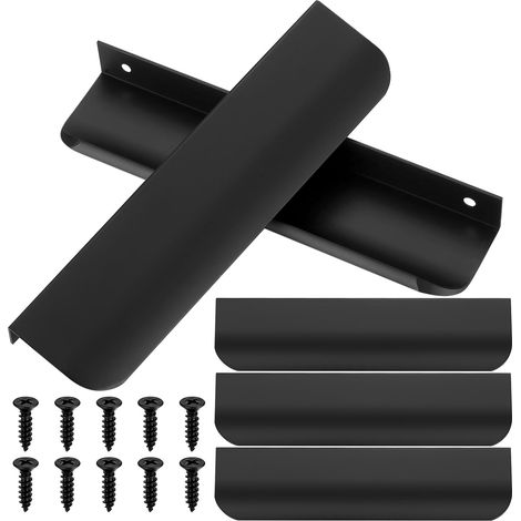 Lot de 5 poignées pour meubles de cuisine, armoires et coiffeuses - Noires, 150 mm (1/5)