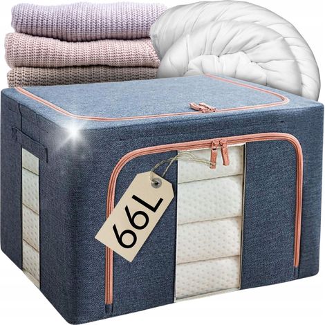 Organizador con tapa para ropa de cama, ropa, edredones y mantas 50X40X33 66L (1/5)