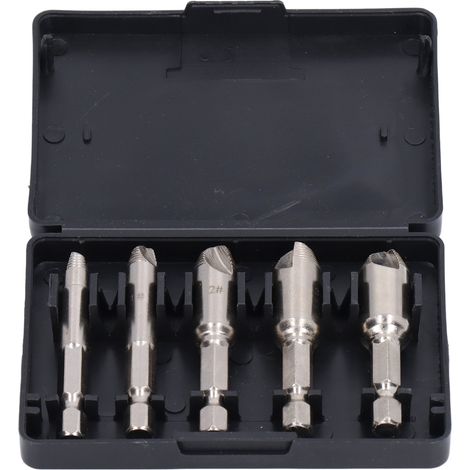 5 pièces extracteur de vis à queue hexagonale 1/4 pouce, kit d'outils de retrait en acier rapide pour enlever les vis cassées (1/5)
