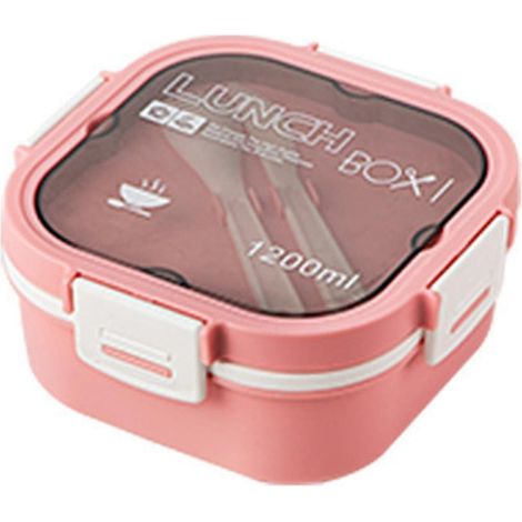 Tragbare Lunchbox für Büroangestellte, robuste Lunchbox mit hohem Fassungsvermögen für unterwegs (Pink, kurz) (1/5)