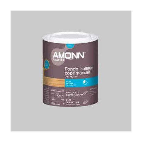FONDO ISOLANTE COPRIMACCHIA ALL'AQUA PER LEGNO E MURO AMONN 1 lt - Bianco - AMONN